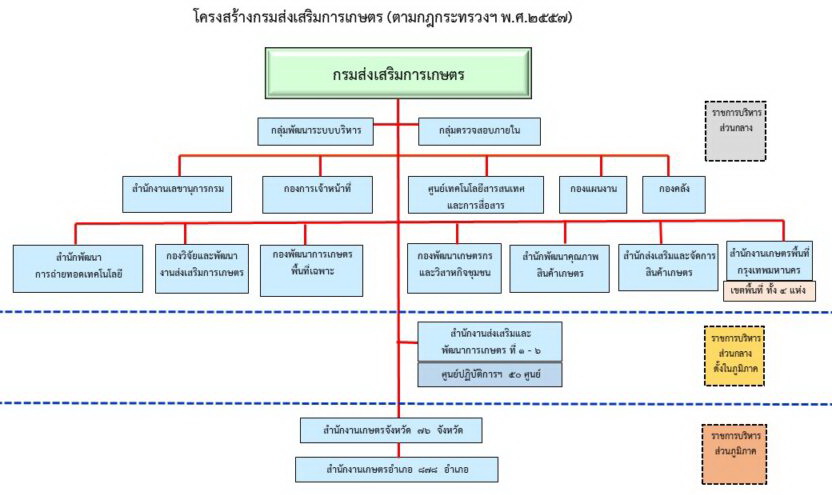 โครงสร้างการแบ่งงาน และกรอบอัตรากำลังภายในกรมส่งเสริมการเกษตร
